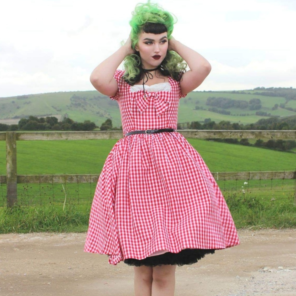 RED GINGHAM PINUP VINTAGE DRESS!
